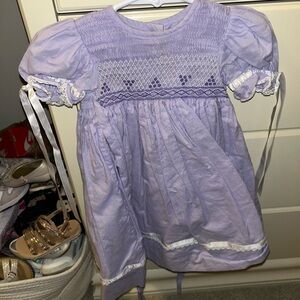 Strasburg Lilac Smocked Dress with Delicate Lace